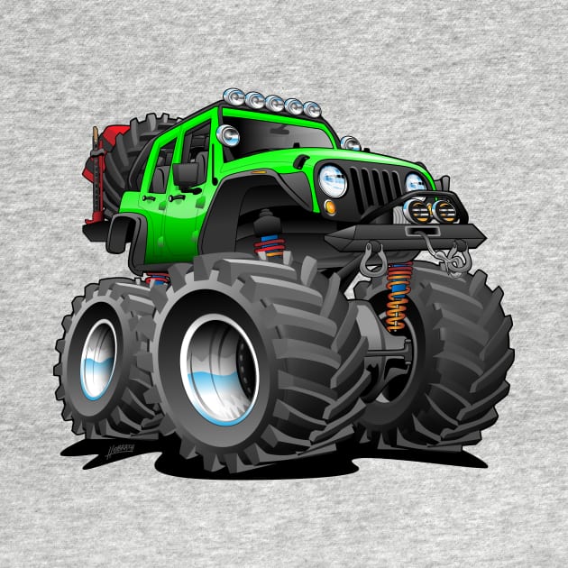 Off road 4x4 gecko green jeeper cartoon by hobrath